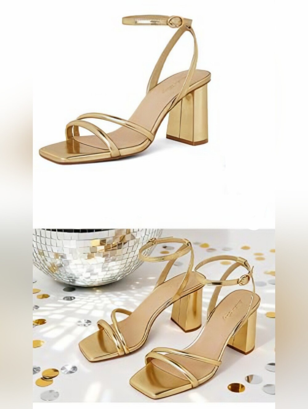 Elisabet Tang Womens Chunky Heeled Sandals - Square Open Toe - Size 9, Gold